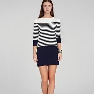 BCBGMAXAZRIA Ethel Knit Stripe Sweater Dress in Navy & White Women's Medium $198